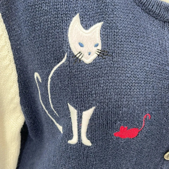 Christopher & Banks Vintage Applique & Embroidery Cat Cardigan - Size Small - Picture 3 of 10